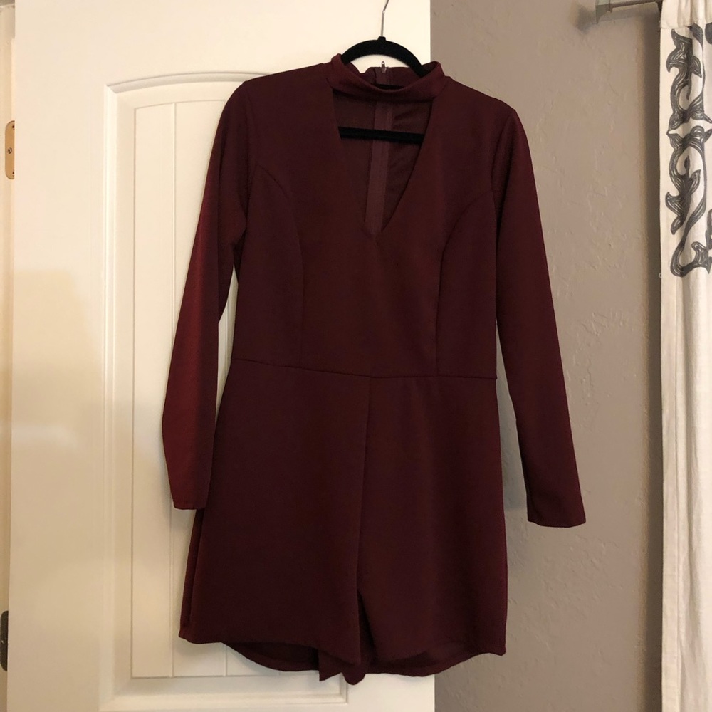 Deep Red Romper with Choker